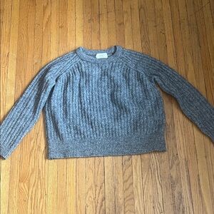 Gray Rib-Knit Crewneck Sweater - Women